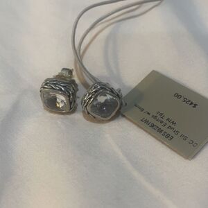 John hardy sterling silver & white topaz stud earrings